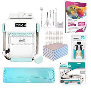 Kit Encuadernadora Cinch turquesa + Laminadora A3 + Big Bite M78