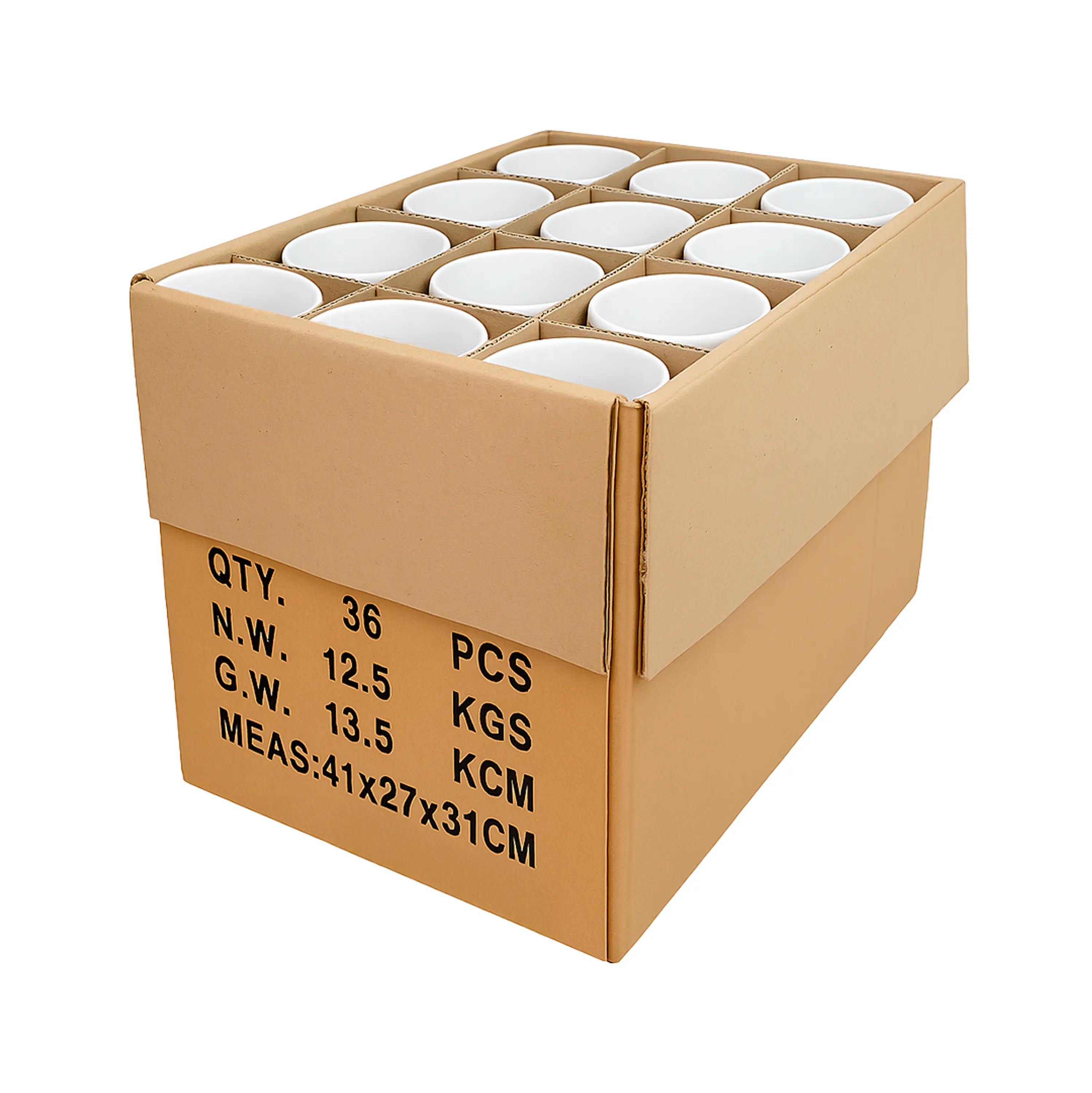 Caja de 36 Tazas tazones 11oz para sublimar + Papel de sublimación 2