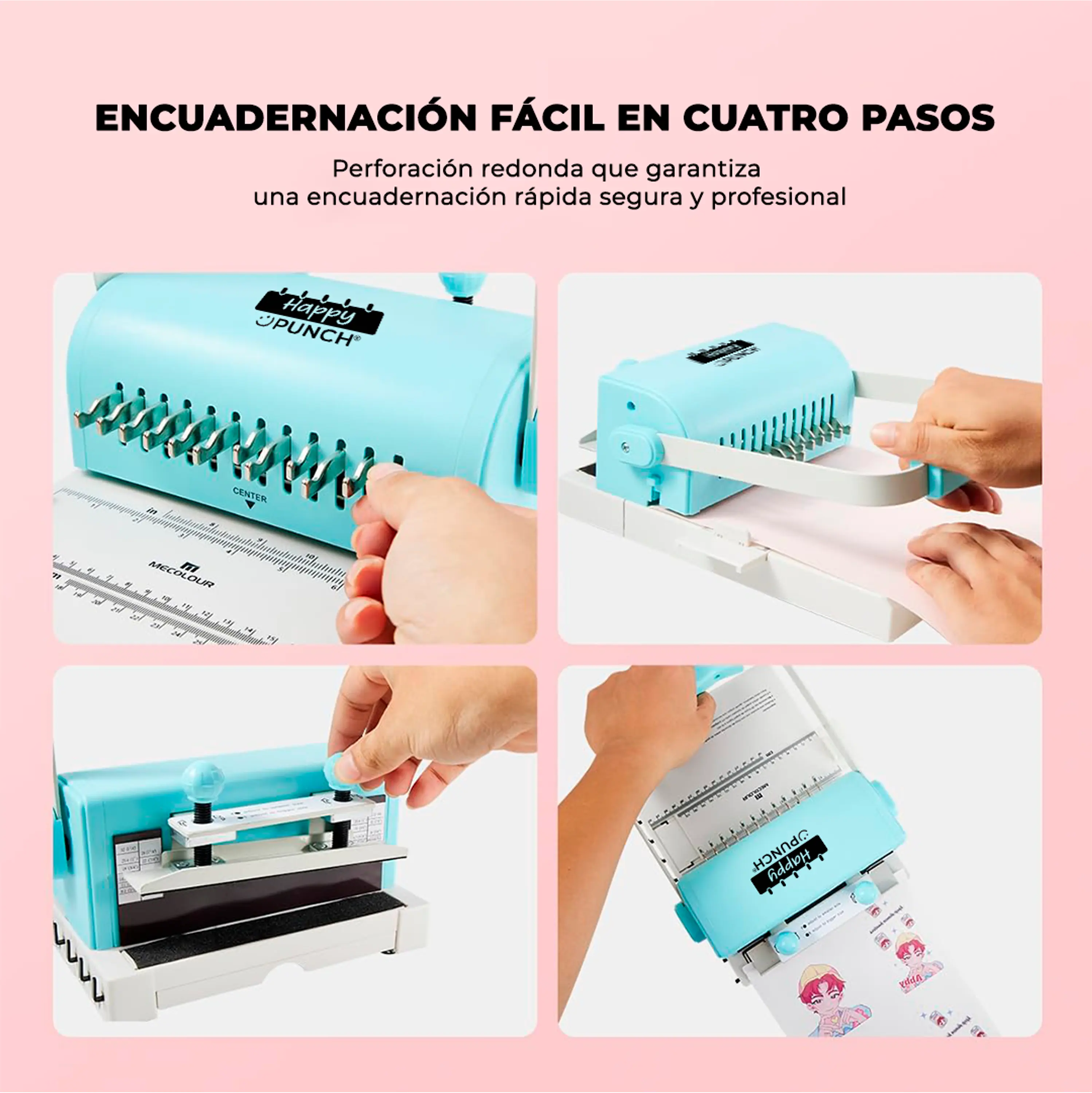 PREVENTA Kit Encuadernadora Happy Punch Cinch Anilladora Redonda Ha02 Envío desde el 15 de agosto 7