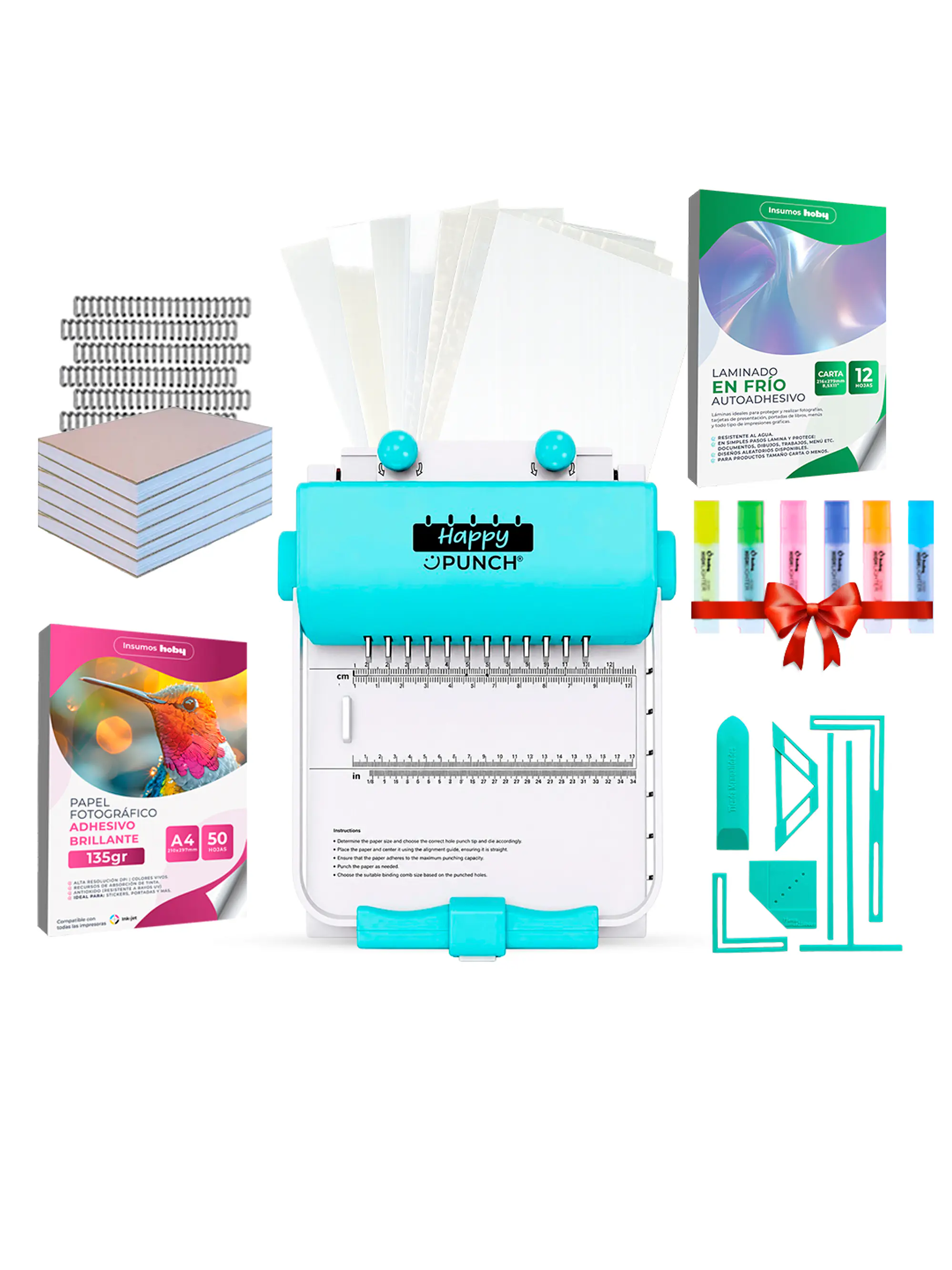 PREVENTA Kit Encuadernadora Happy Punch Cinch Anilladora Redonda Ha02 Envío desde el 15 de agosto 1