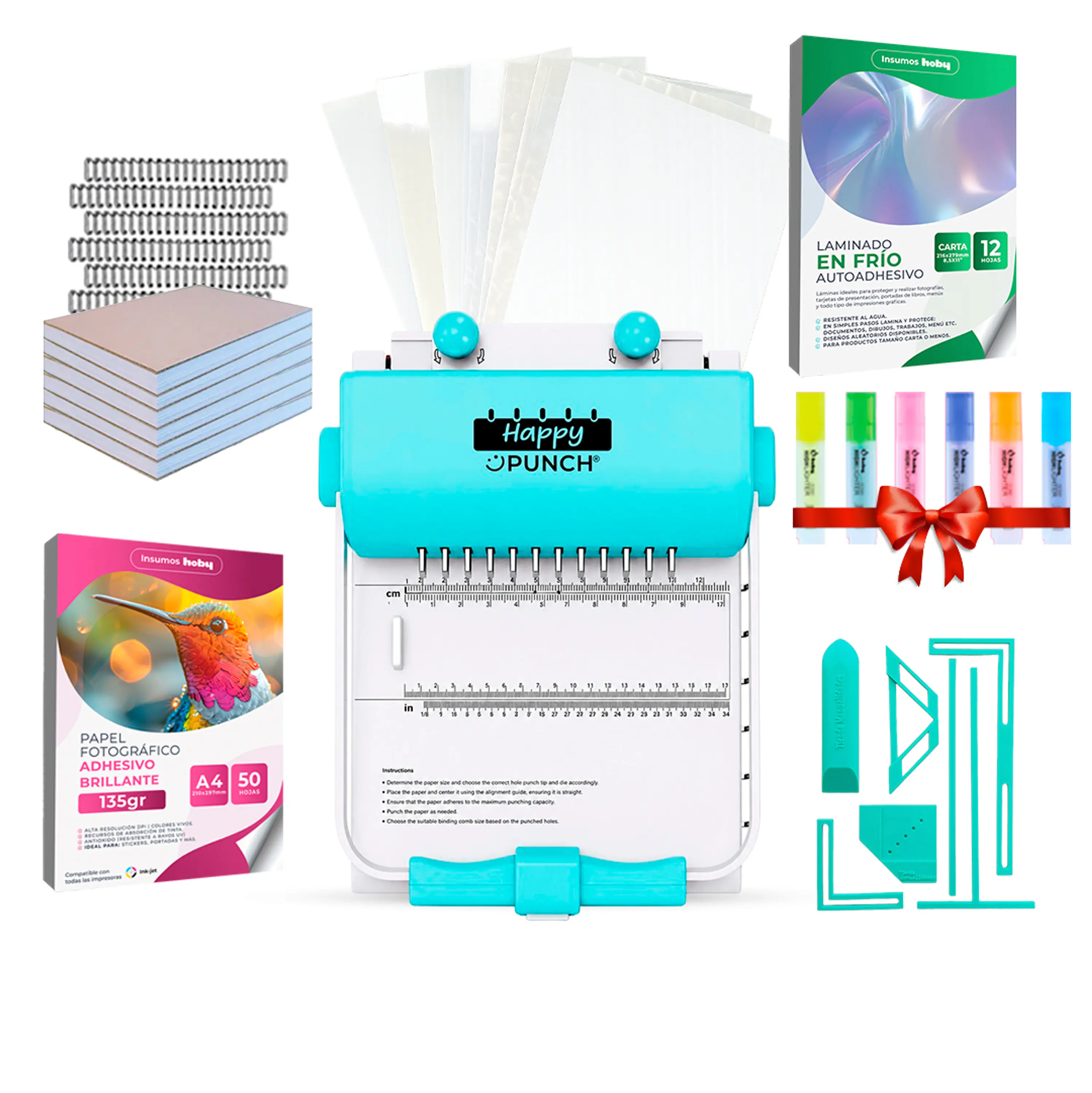 PREVENTA Kit Encuadernadora Happy Punch Cinch Anilladora Redonda Ha02 Envío desde el 15 de agosto 1