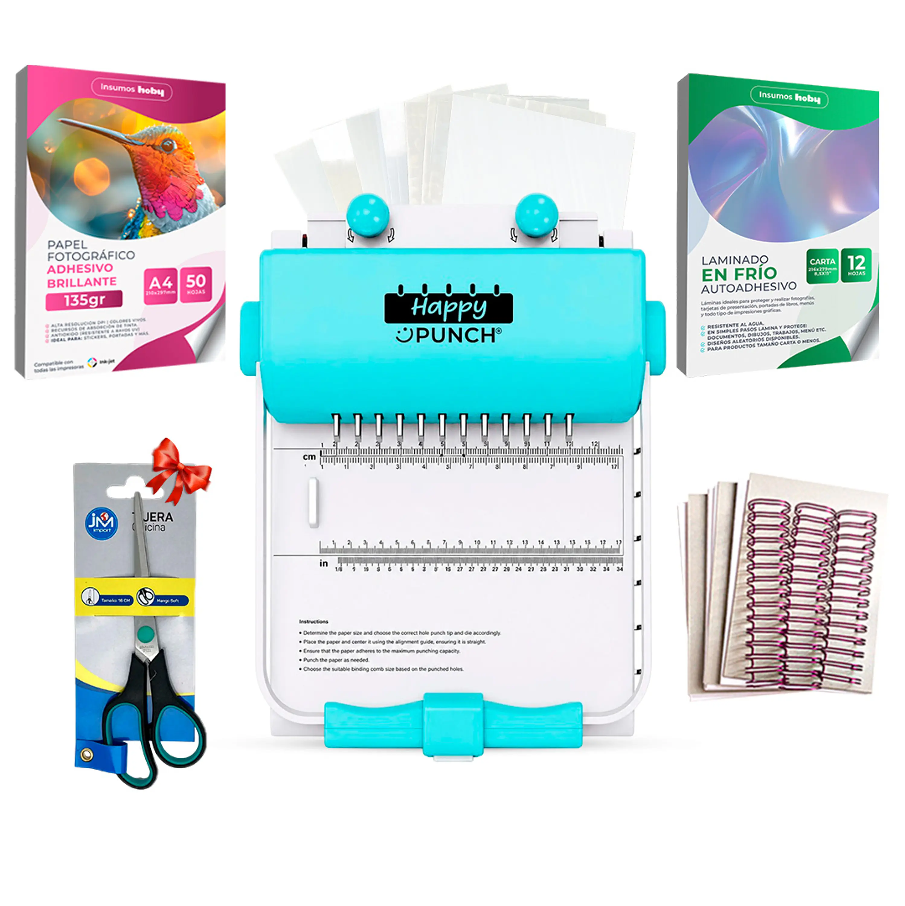 PREVENTA Kit Básico Encuadernadora Happy Punch Tipo Cinch Ha13 Envío desde el 15 de agosto 1