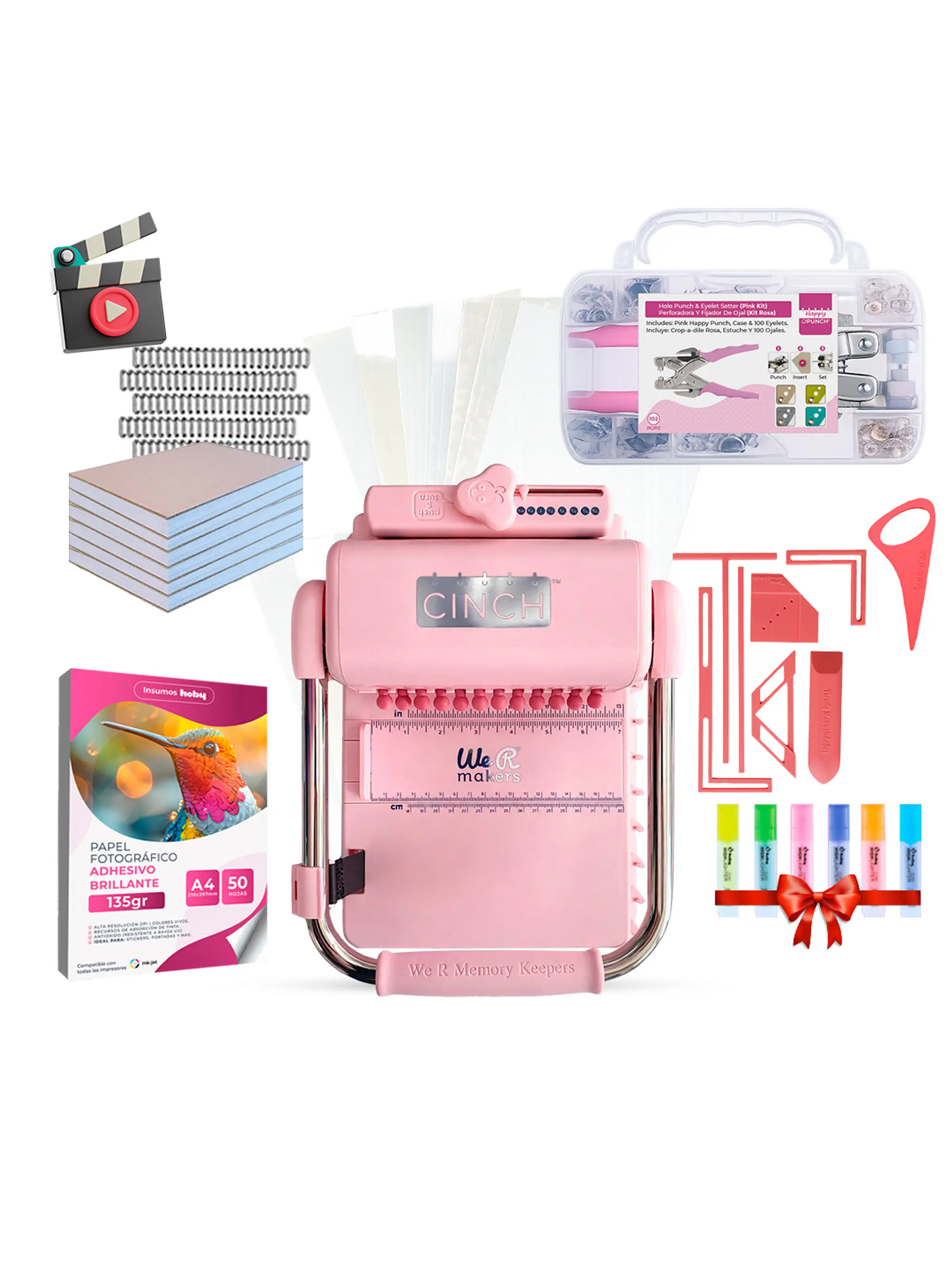 PREVENTA Kit Cinch Pink + Maleta Ojetilladora Happy Punch CP24 Envío desde el 20 de agosto 1