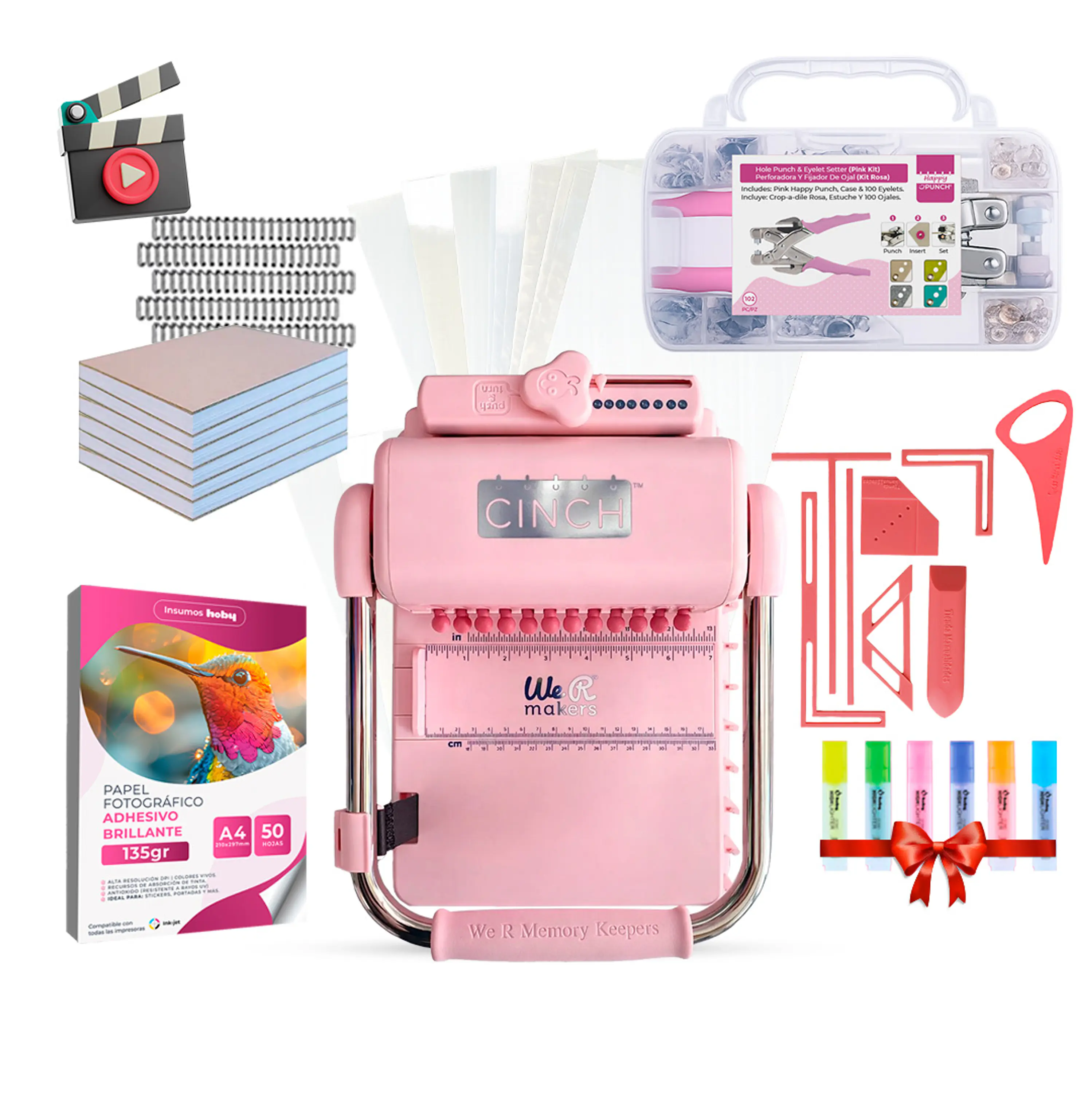 PREVENTA Kit Cinch Pink + Maleta Ojetilladora Happy Punch CP24 Envío desde el 20 de agosto 1