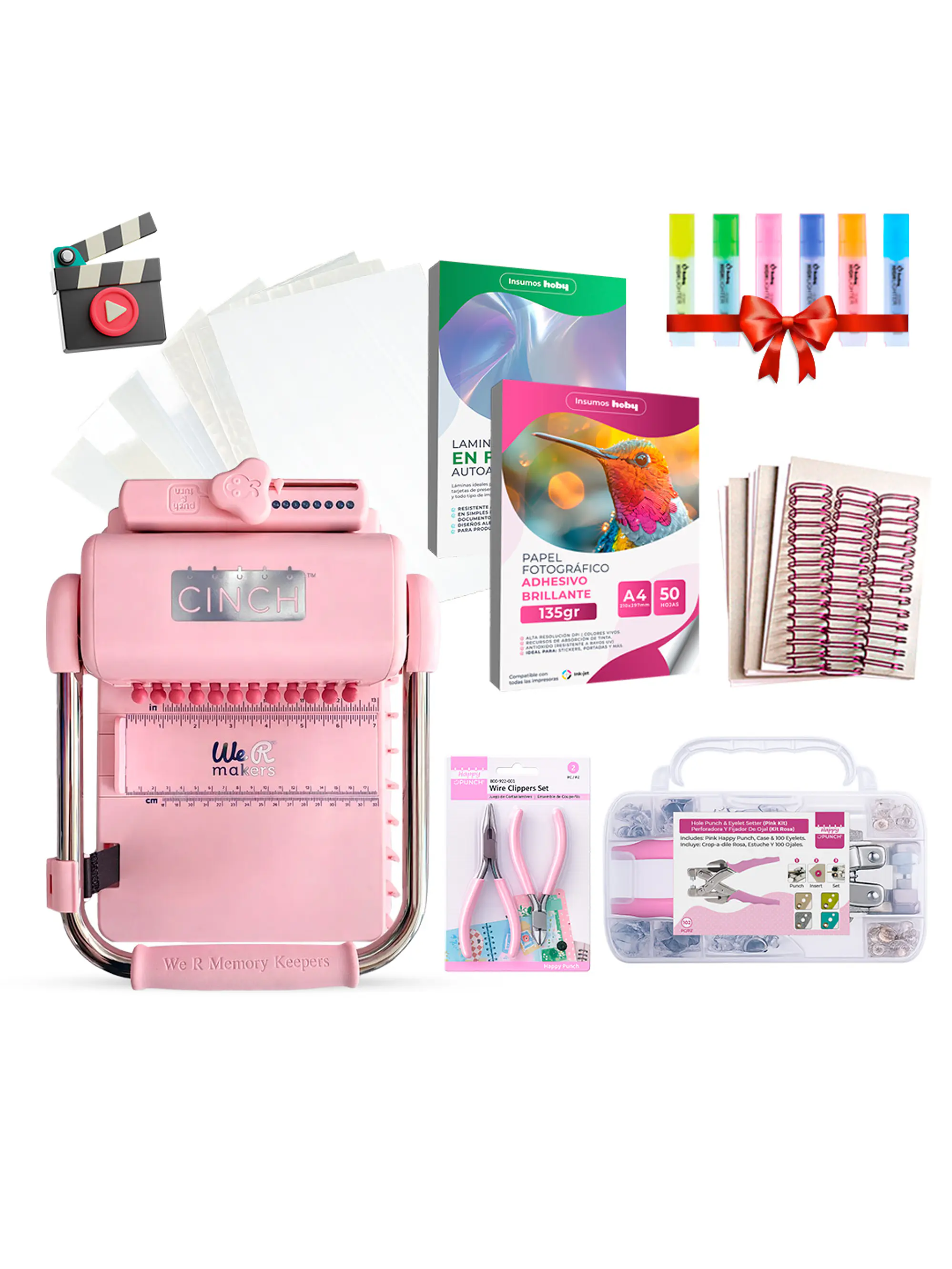 PREVENTA Kit Cinch Pink + Maleta Ojetilladora y Alicates Happy Punch CP25 Envío desde el 20 de agosto 1