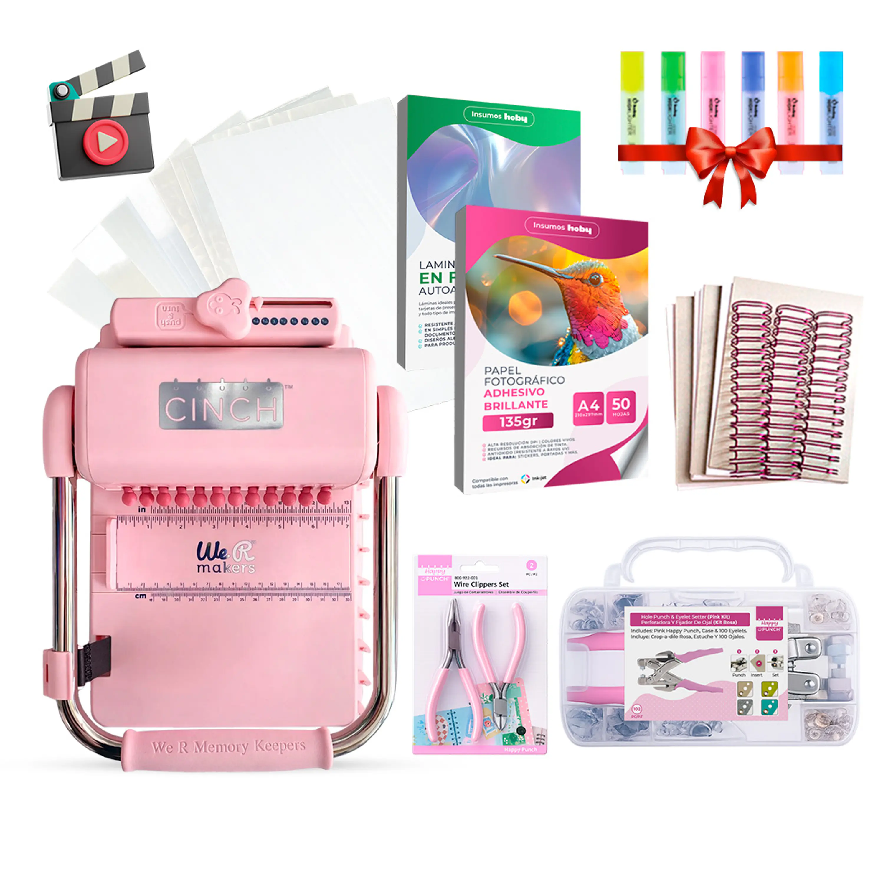 PREVENTA Kit Cinch Pink + Maleta Ojetilladora y Alicates Happy Punch CP25 Envío desde el 20 de agosto 1