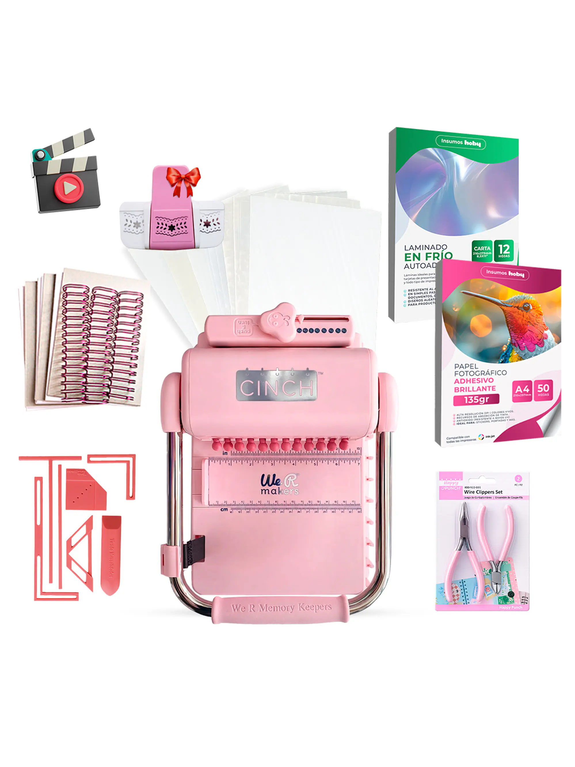 PREVENTA Kit Cinch Pink + Papel Adhesivo y Laminado en frio CP26 Envío desde el 20 de agosto 1