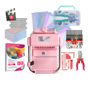 Kit Encuadernadora Cinch Rosa + Ojetilladora E Insumos Cp44