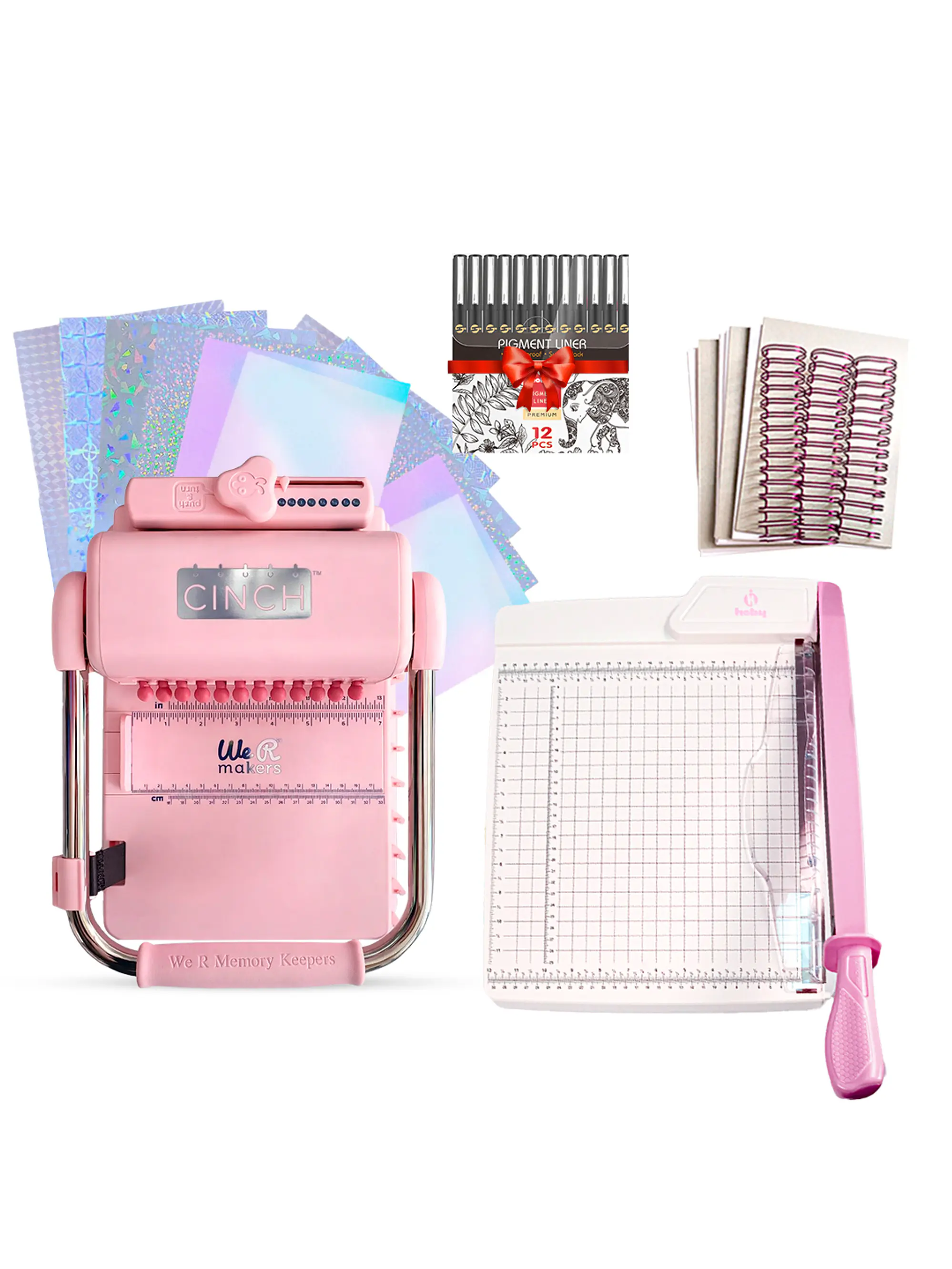 Kit De Encuadernadora Cinch Pink Rosa + Guillotina + Regalos Cp20 1