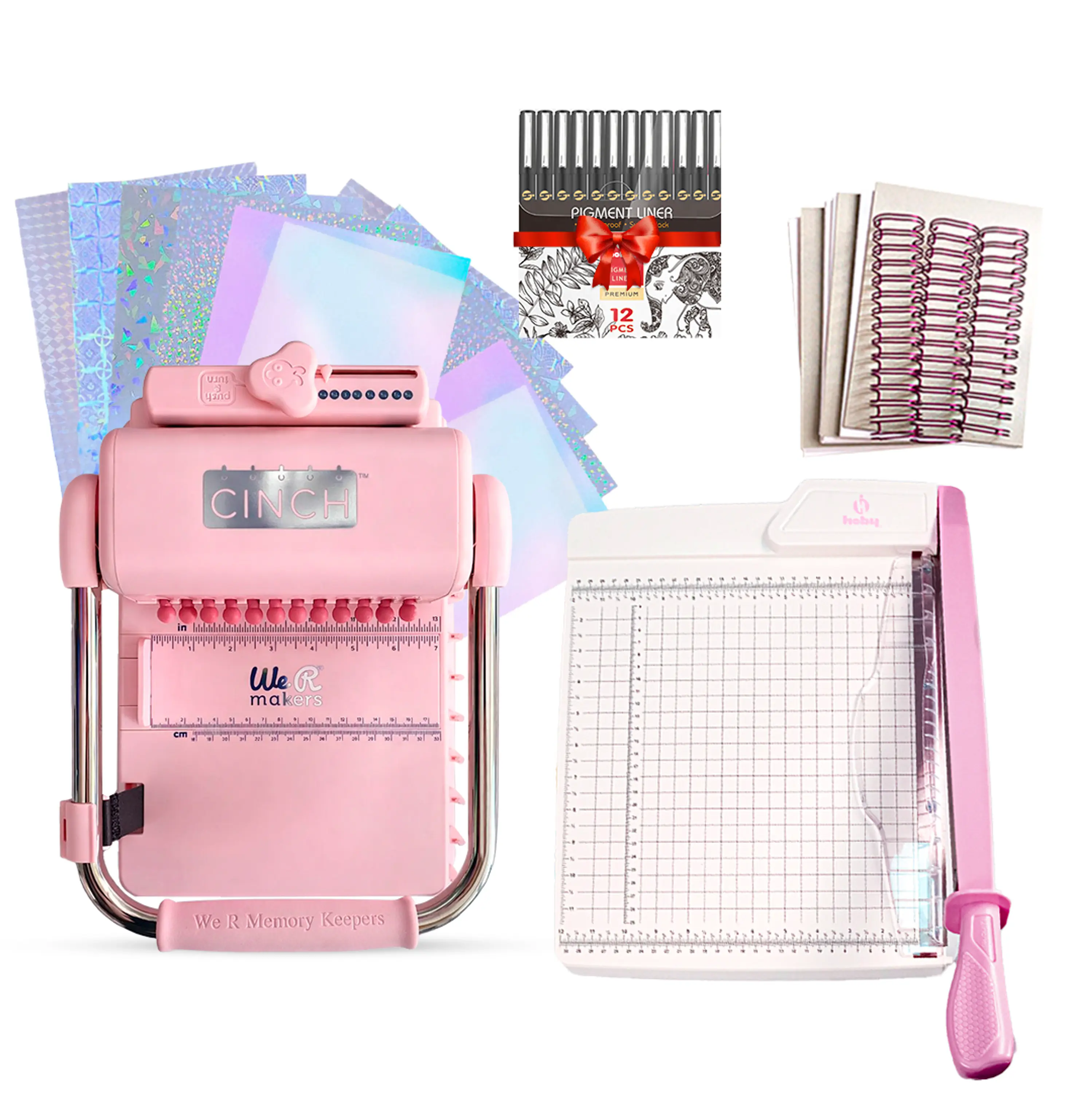 Kit De Encuadernadora Cinch Pink Rosa + Guillotina + Regalos Cp20 1
