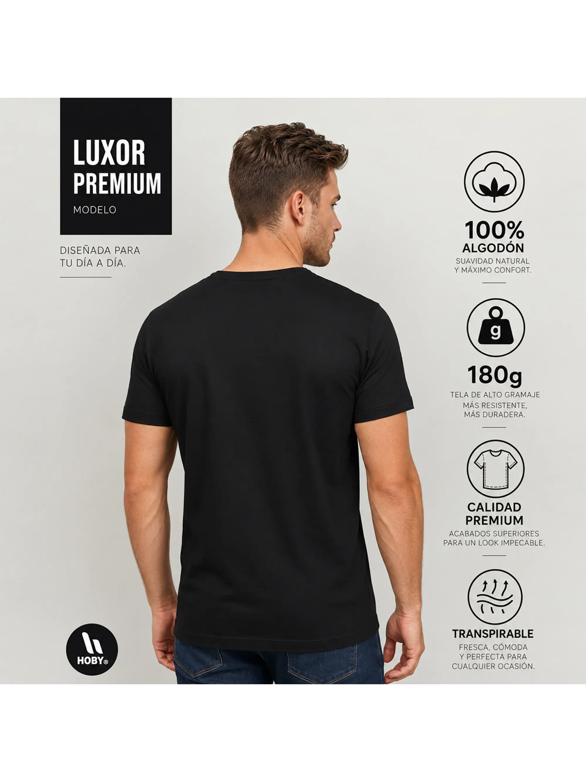 Polera Hoby Premium Algodón 100% Manga Corta Basico Estampar talla M 2