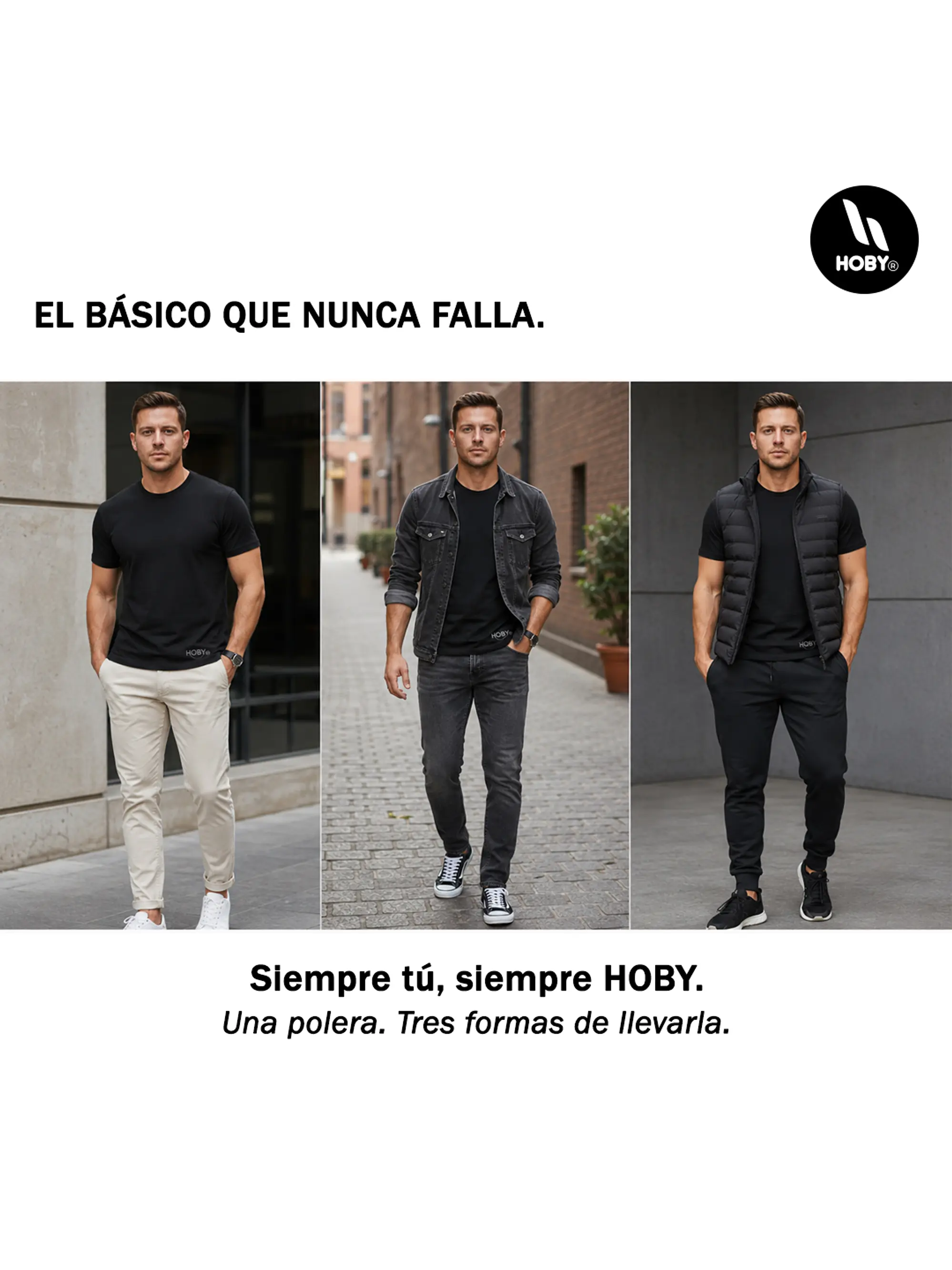 Pack 3 Poleras Hoby Premium Algodón 100% Manga Corta Basico 5