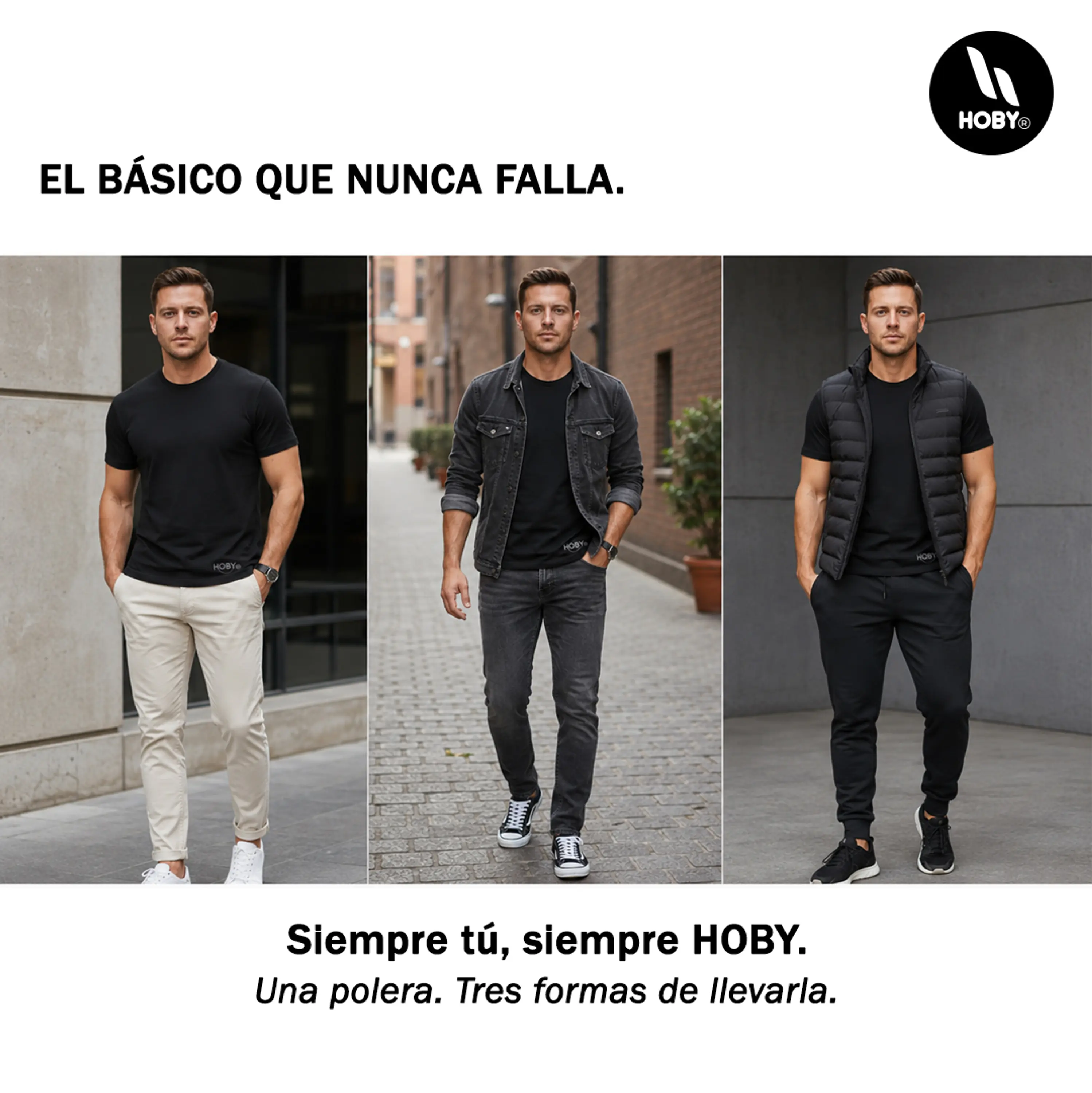 Pack 3 Poleras Hoby Premium Algodón 100% Manga Corta Basico 5