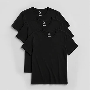 Pack 3 Poleras Hoby Premium Algodón 100% Manga Corta Basico