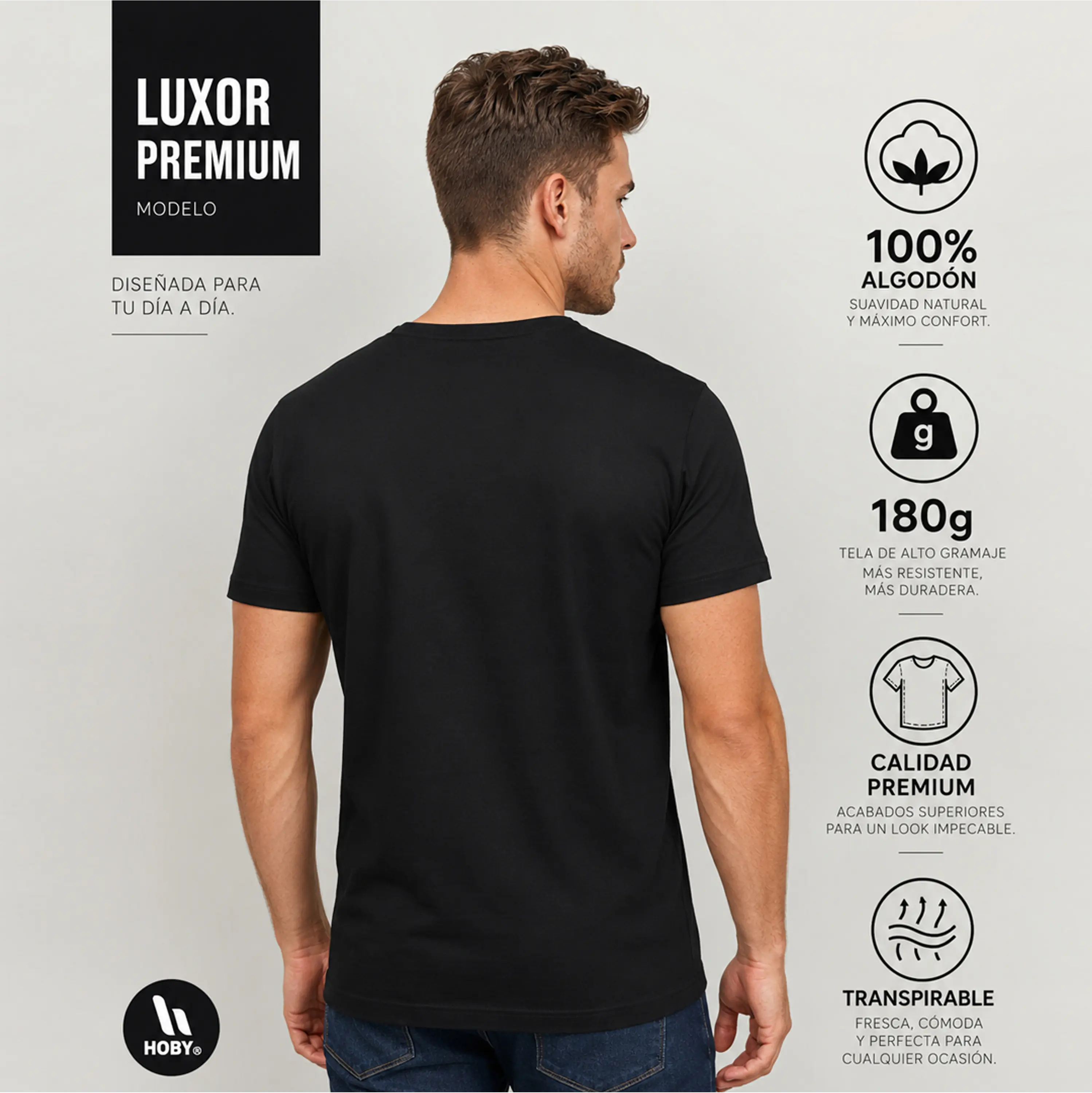 Pack 10 Poleras Hoby Premium Algodón 100% Manga Corta Basico 3