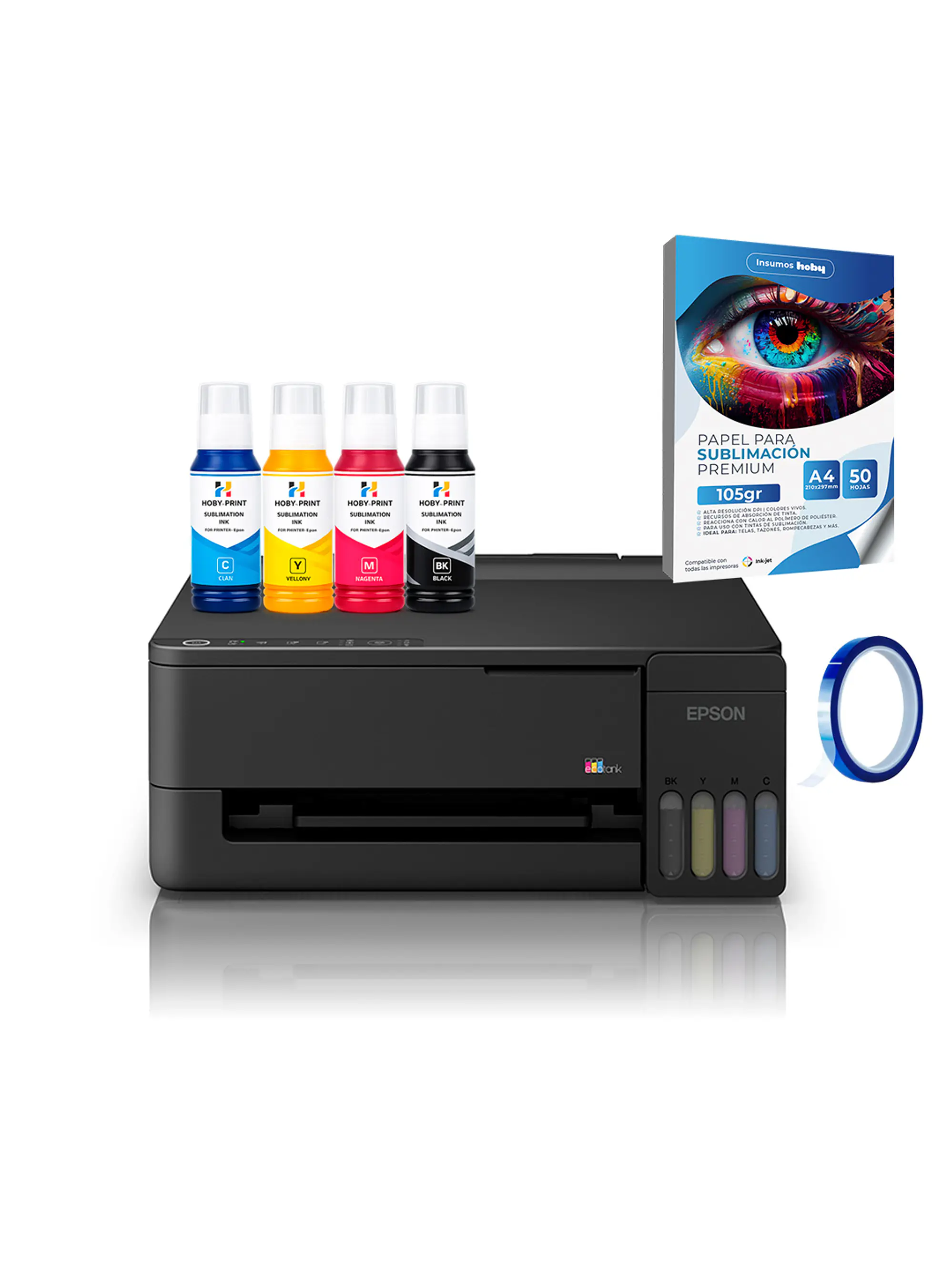 Impresora Epson E/tank L3310 + Tintas Sublimación Hoby Print + Papel Premium 1