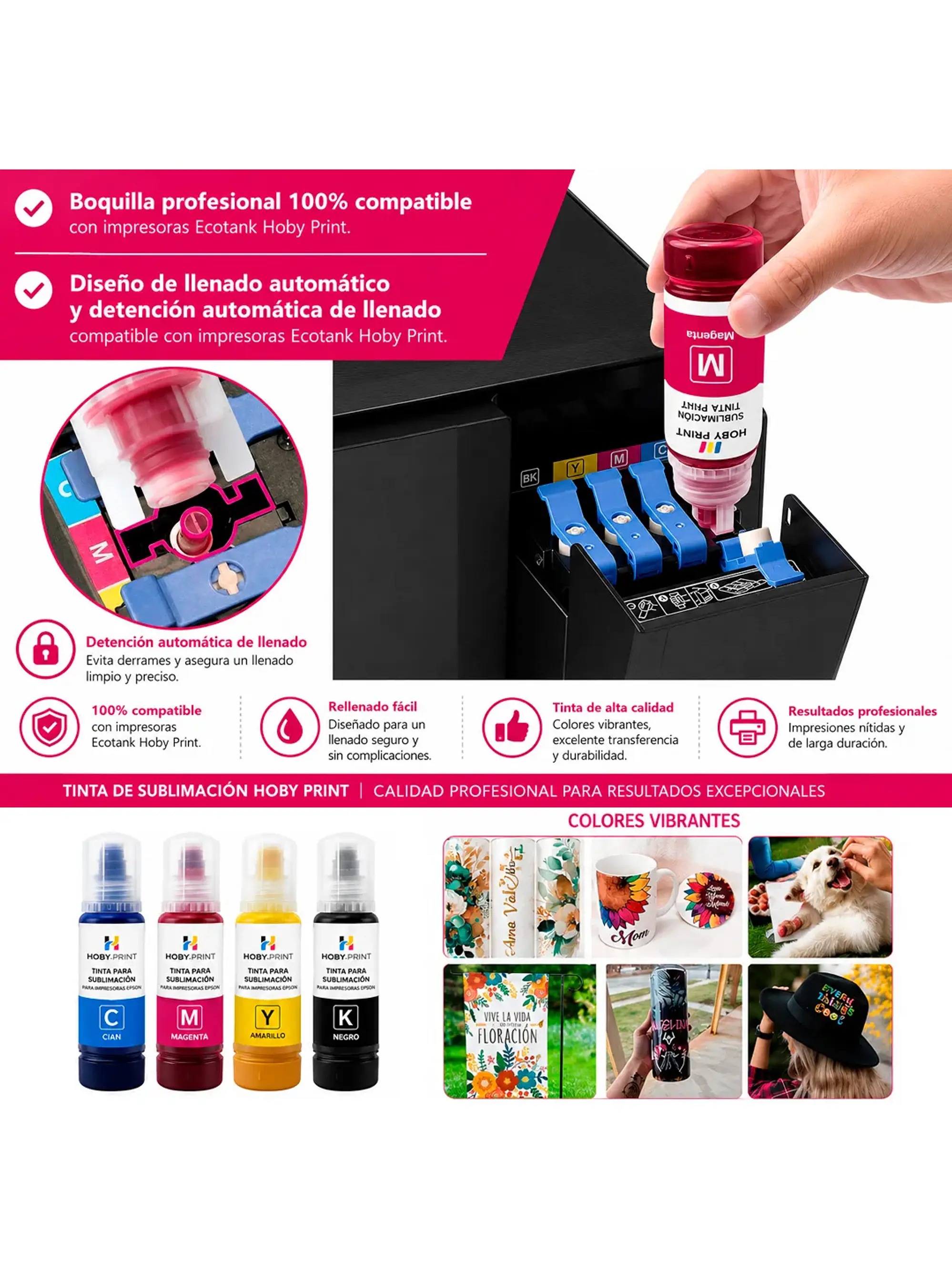 Impresora Epson E/tank L3310 + Tintas Sublimación Hoby Print + Papel Premium + Guantes 11