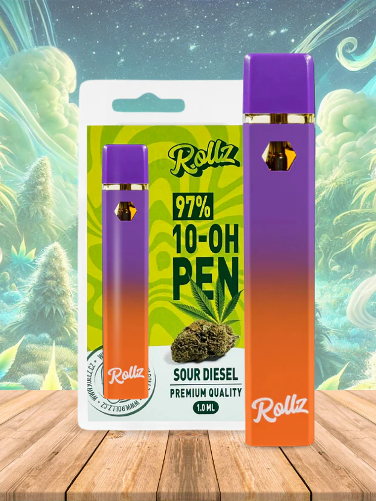 Vape de 10-OH 97%, Sour Diesel, Caneta Descartável Rollz 1ml 1