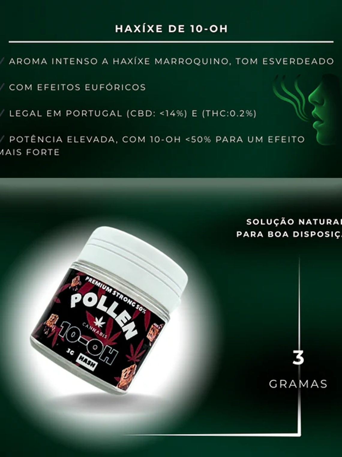 Haxixe de 10-OH Pollen Premium Strong 50%, 3g 3