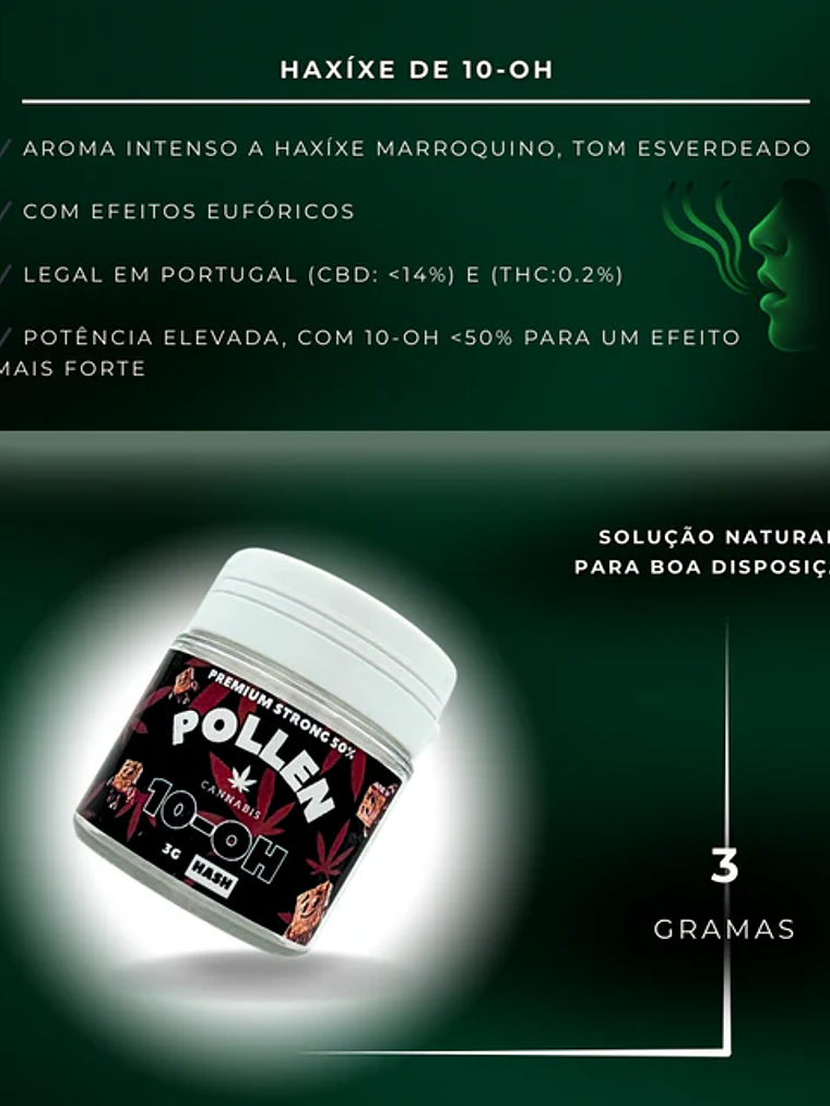 Haxixe de 10-OH Pollen Premium Strong 50%, 3g 3