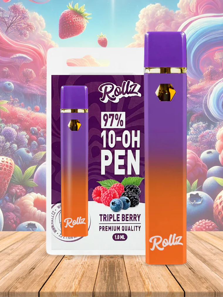 Vape de 10-OH 97%, Triple Berry, Caneta Descartável Rollz 1ml 1