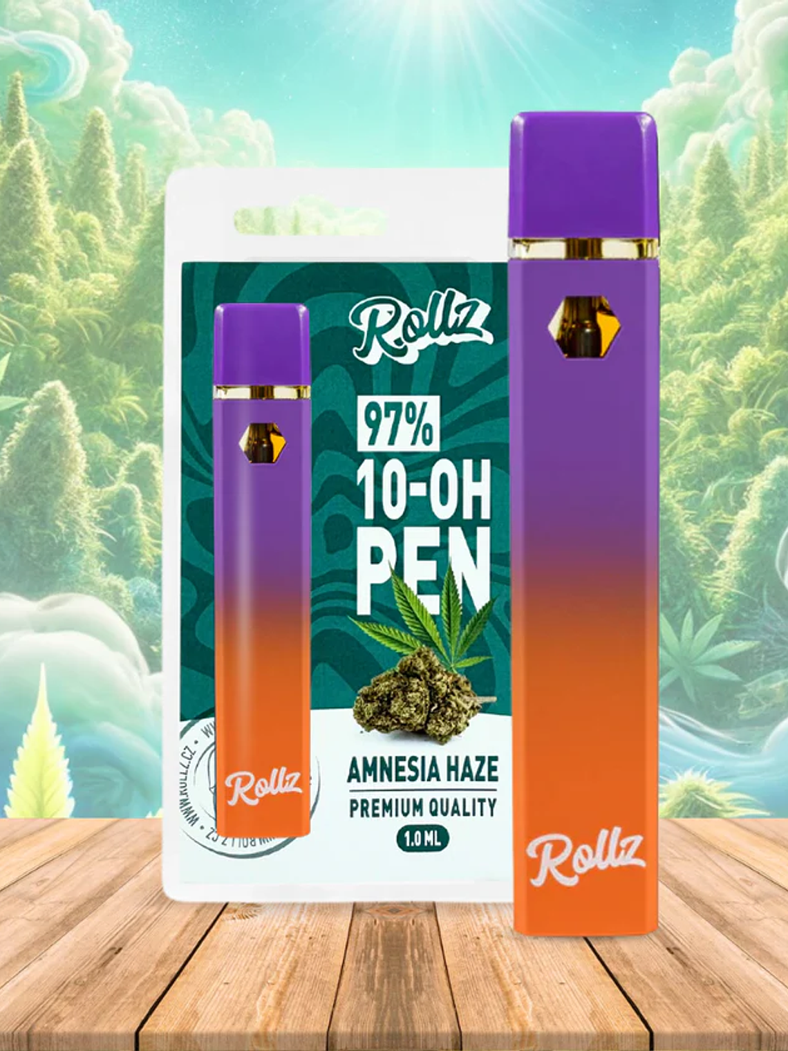 Vape de 10-OH 97%, Amnesia Haze, Caneta Descartável Rollz 1ml 1