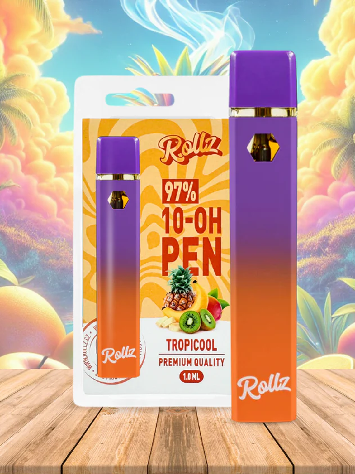 Vape de 10-OH 97%, Tropicool, Caneta Descartável Rollz 1ml 1