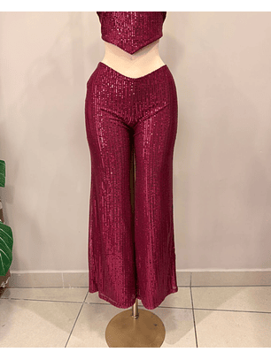 PANTALON LENTEJUELAS VINO