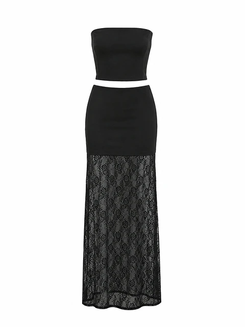 CONJUNTO FALDA MIRANDA ENCAJE