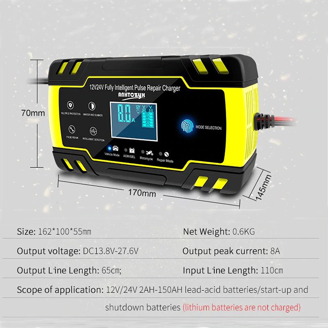 Carregador de Bateria Carro/Mota/Camião 12V/24V 3