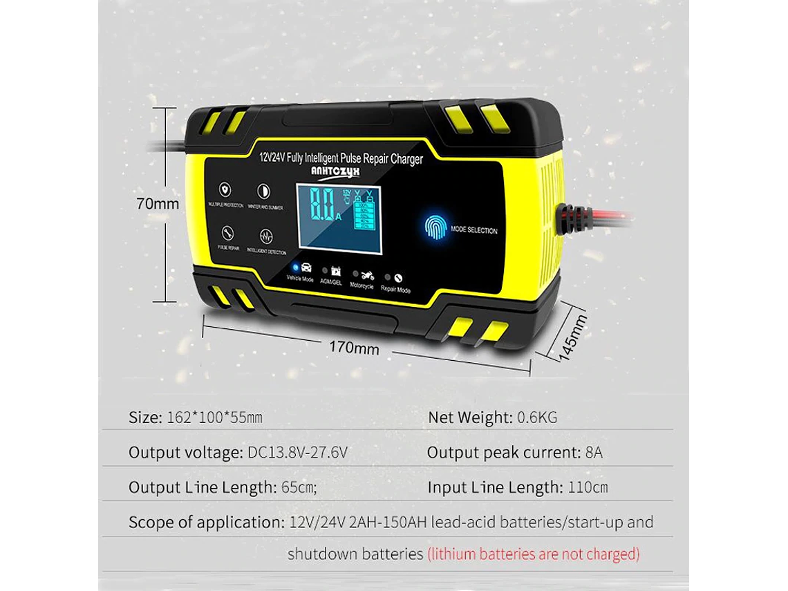 12V/24V Car/Motorcycle/Truck Battery Charger 3