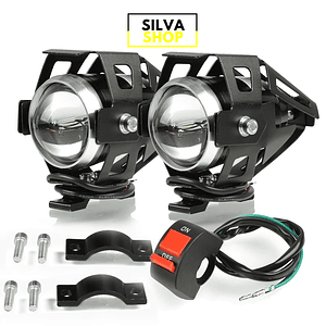 Faróis Auxiliares LED c/ Interruptor para Motas