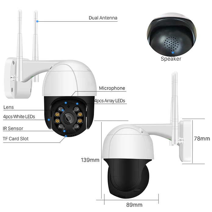 Câmara de Segurança Rotativa • PTZ IP • WIFI • 1080P 3