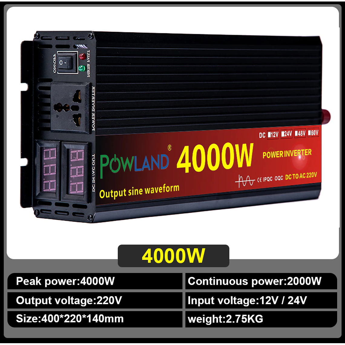 Inversor de Onda Pura 4000w 12v/24v 3