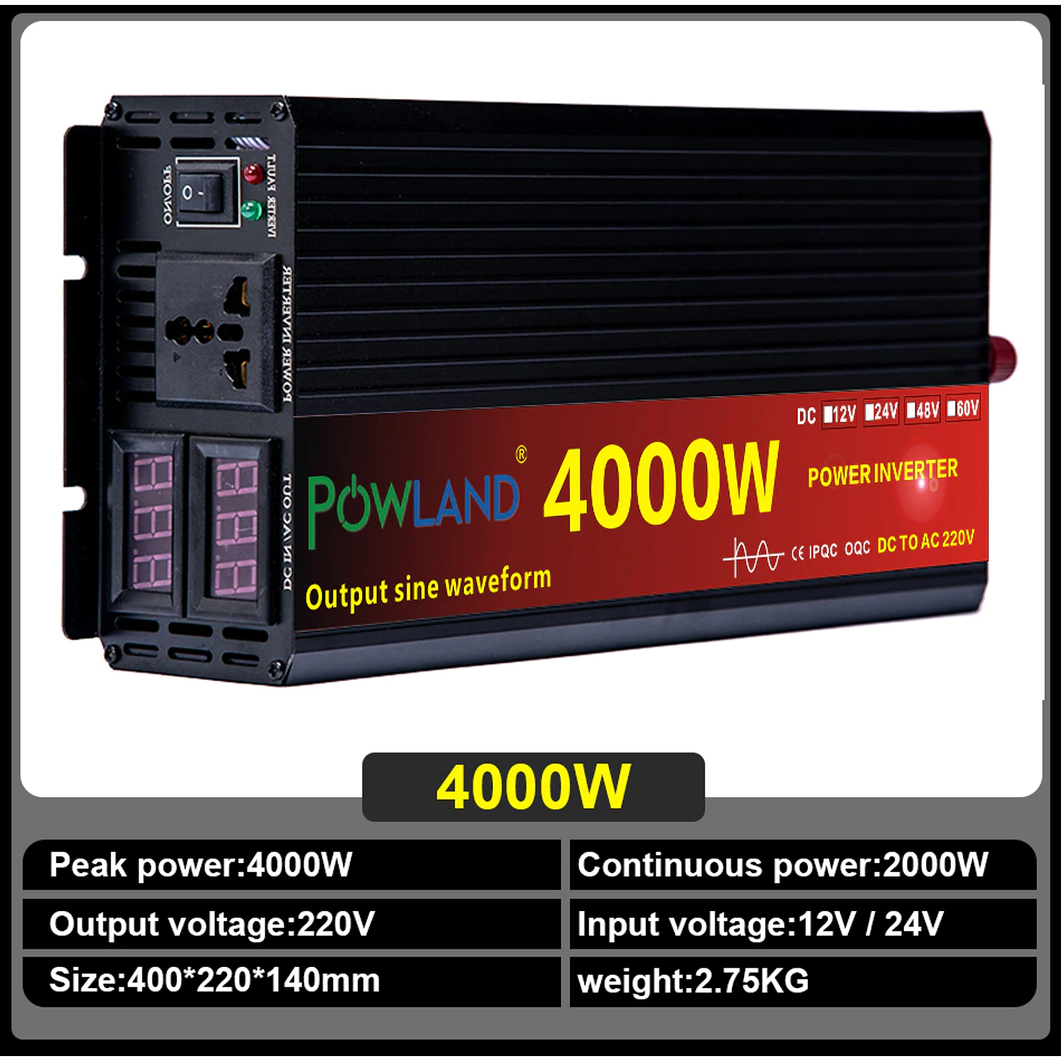 Pure Wave Inverter 4000w 12v/24v 3