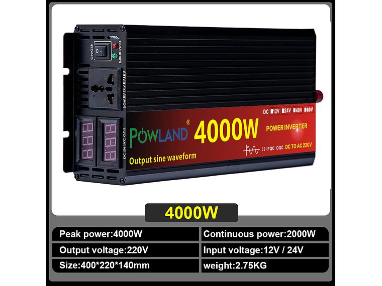 Inversor Onda Pura 4000w 12v/24v 3