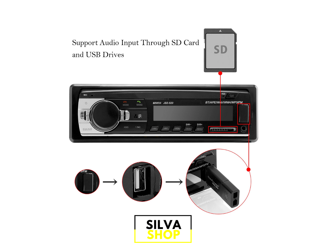 1DIN radio with Bluetooth 3