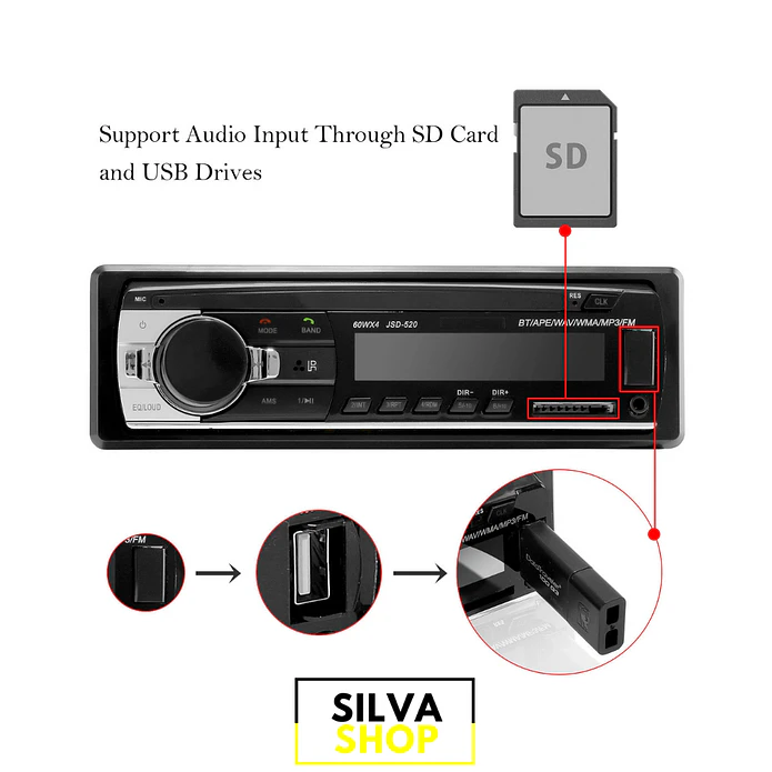 1DIN radio with Bluetooth 3