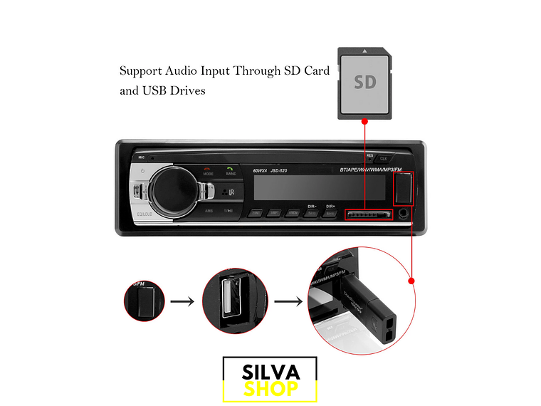 1DIN radio with Bluetooth 3
