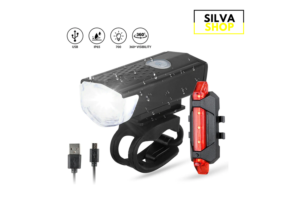 Luz de bicicleta recargable: delantera y STOP 1