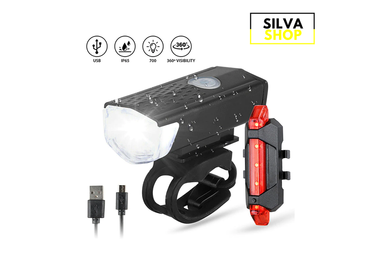 Luz de bicicleta recargable: delantera y STOP 1