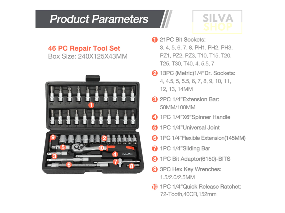 Ratchet Tool Case 46 Pieces 5