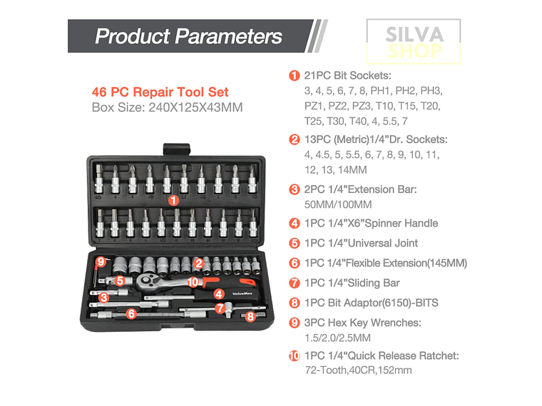 Ratchet Tool Case 46 Pieces 5