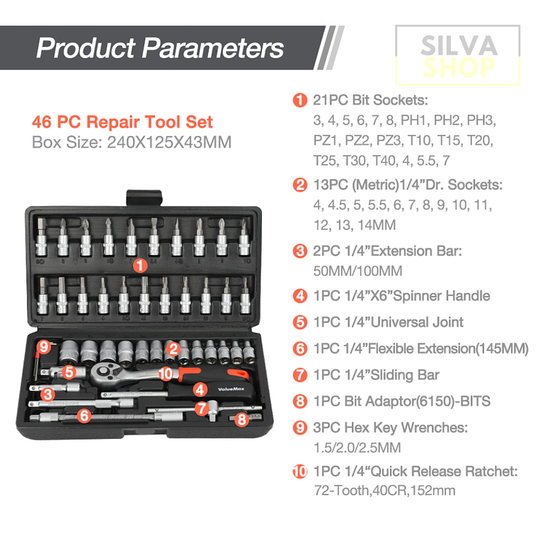 Ratchet Tool Case 46 Pieces 5