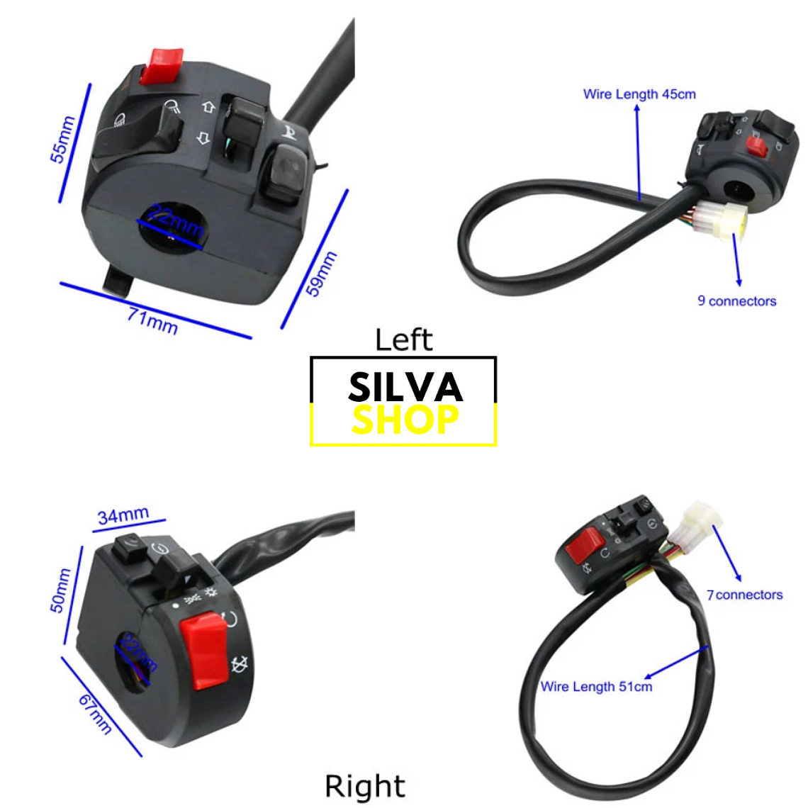 Comutadores para Motas - Luzes, Ignição, Piscas e Buzina 4