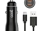 2 cargadores de coche USB 2,4 A con cable USB-C (negro) - Miniatura 1