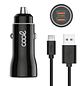 2 cargadores de coche USB 2,4 A con cable USB-C (negro) - Miniatura 1