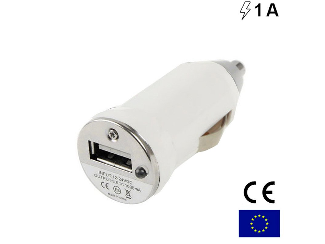 USB Car Charger 1 Amp. (White) Cool 1