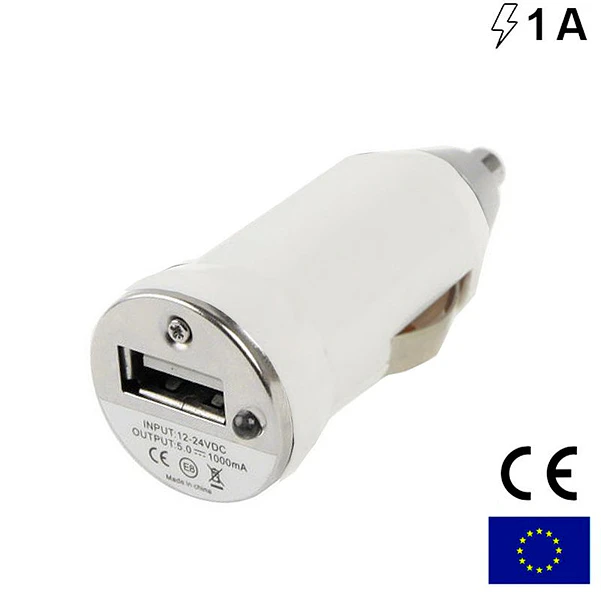 USB Car Charger 1 Amp. (White) Cool 1