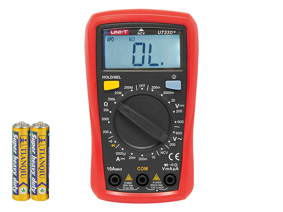  Multímetro Digital CAT II 600V (UT33D+) - UNI-T 1